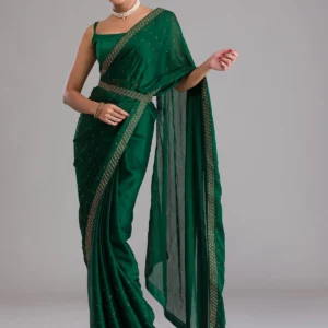 Bottle Green Swarovski Designer Saree