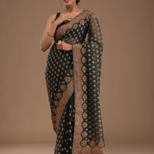 Emerald Zari Georgette Saree