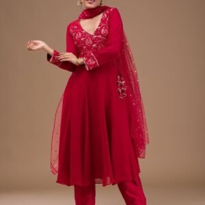 Maroon Zariwork Georgette Salwar Suit
