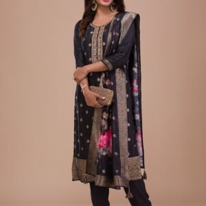 Black Zariwork Art Silk Salwar Suit