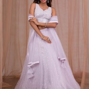 Lavender Sequins Net Lehenga