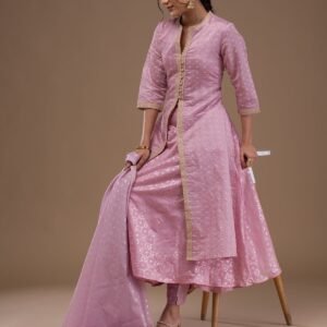 Mauve Zariwork Cotton Blend Salwar Suit