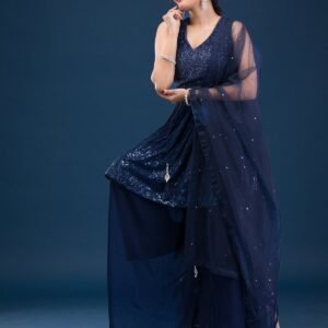 Navy Blue Cutdana Georgette Salwar Suit