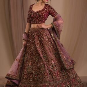 Onion Pink Zariwork Velvet Lehenga