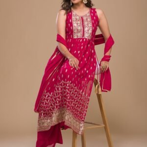 Rani Pink Zariwork Georgette Salwar Suit
