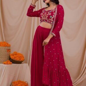 Rani Pink Zariwork Georgette Sharara Suit