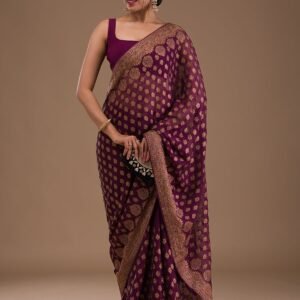 Wine Zariwork Georgette Saree